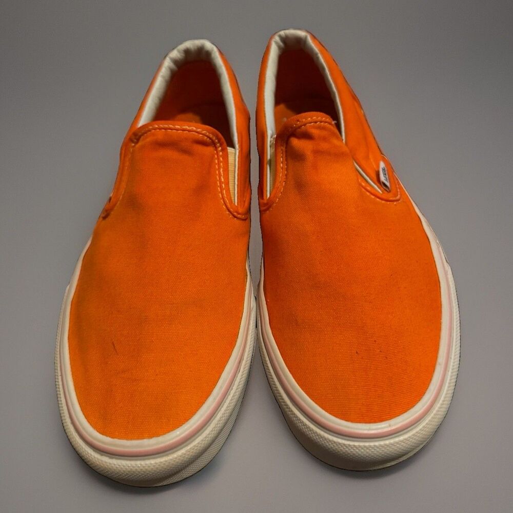 EUC Vans Classic Slip-On Orange Canvas Skate Shoes M7.5 W9 Low Top Sneakers